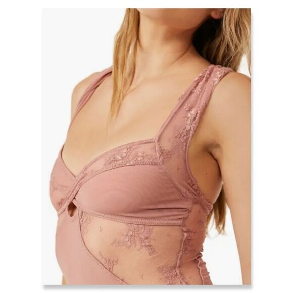 NWT/NWOT Free People Sheer Things Lace Trim Mesh Bodysuit - Picture 9 of 9